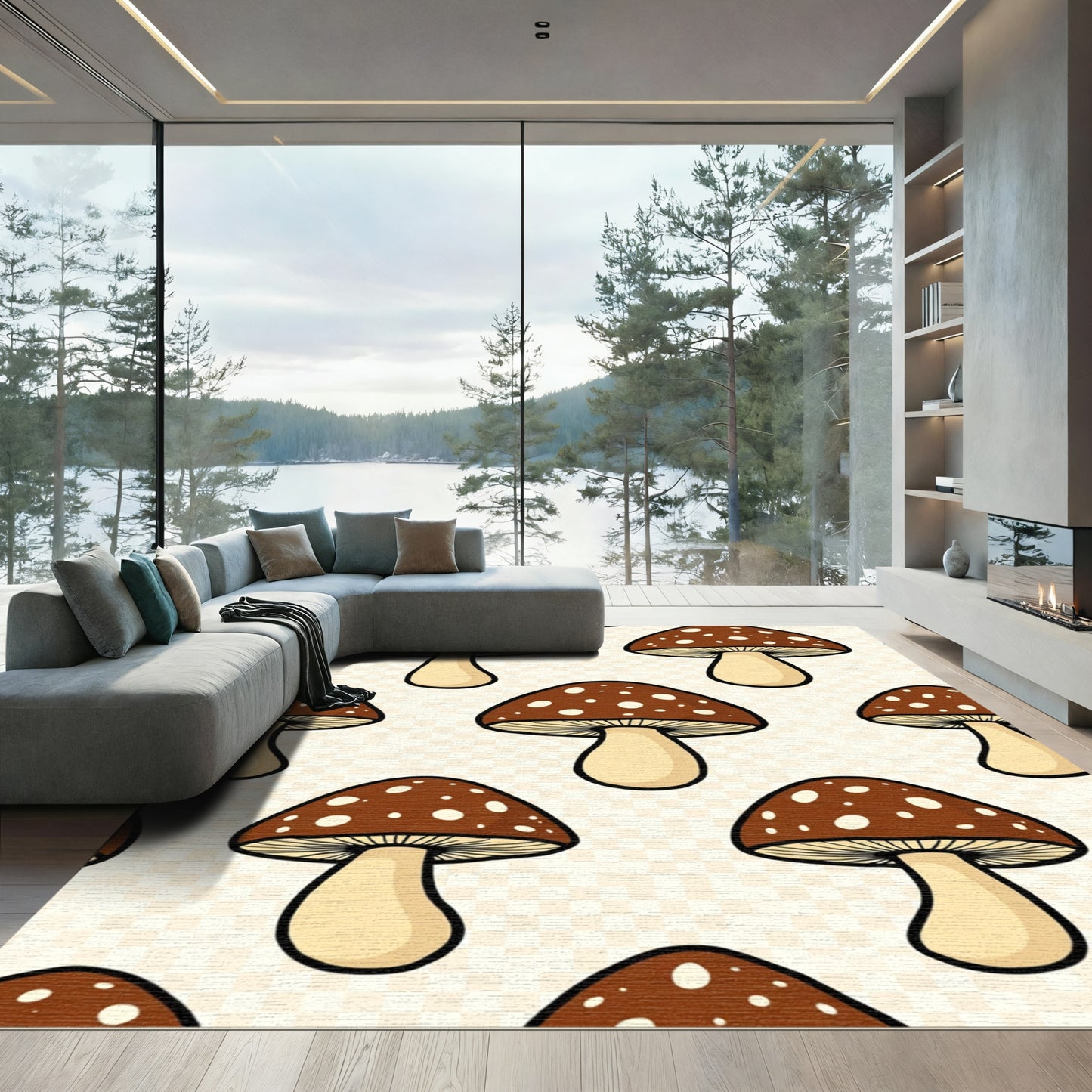 Brown Spotted Mushroom Repeat Rug