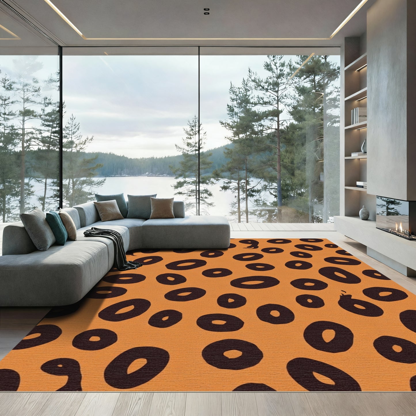 Bold Orange Cheetah Spots Rug