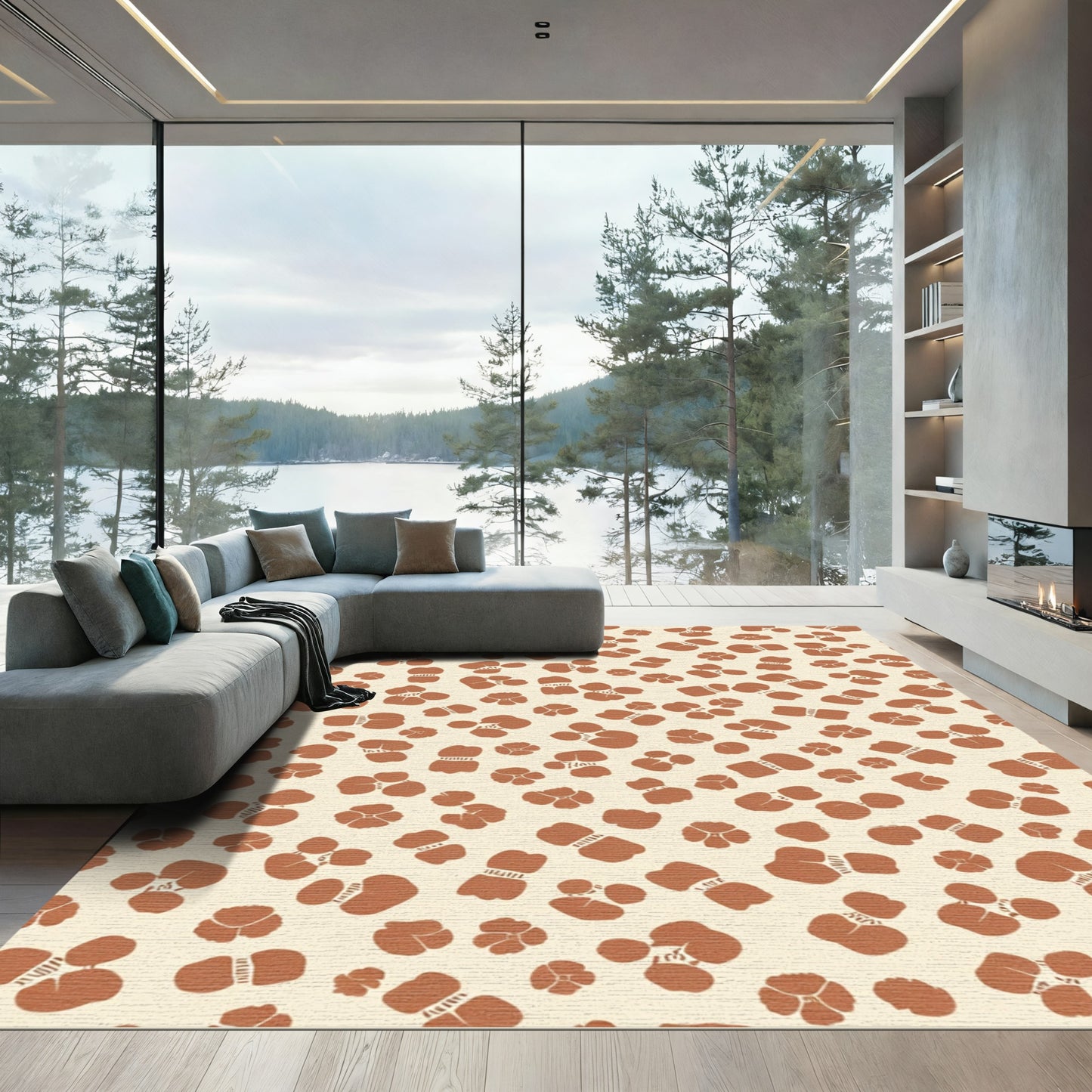 Terracotta Bloom Scattered Composition Rug
