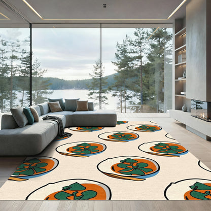Orange Green Leaf Bowl Repeat Rug