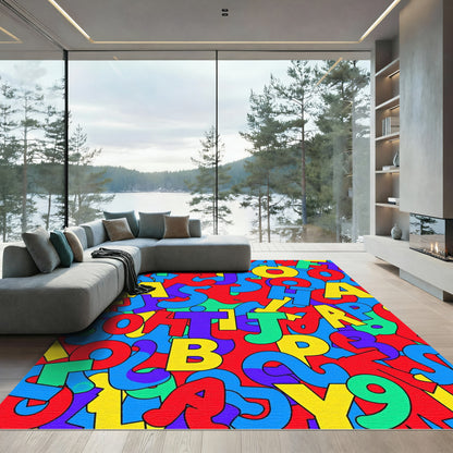 Bold Primary Alphabet Collage Rug