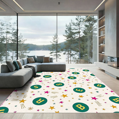 Whimsical Starry Alphabet Circles Rug