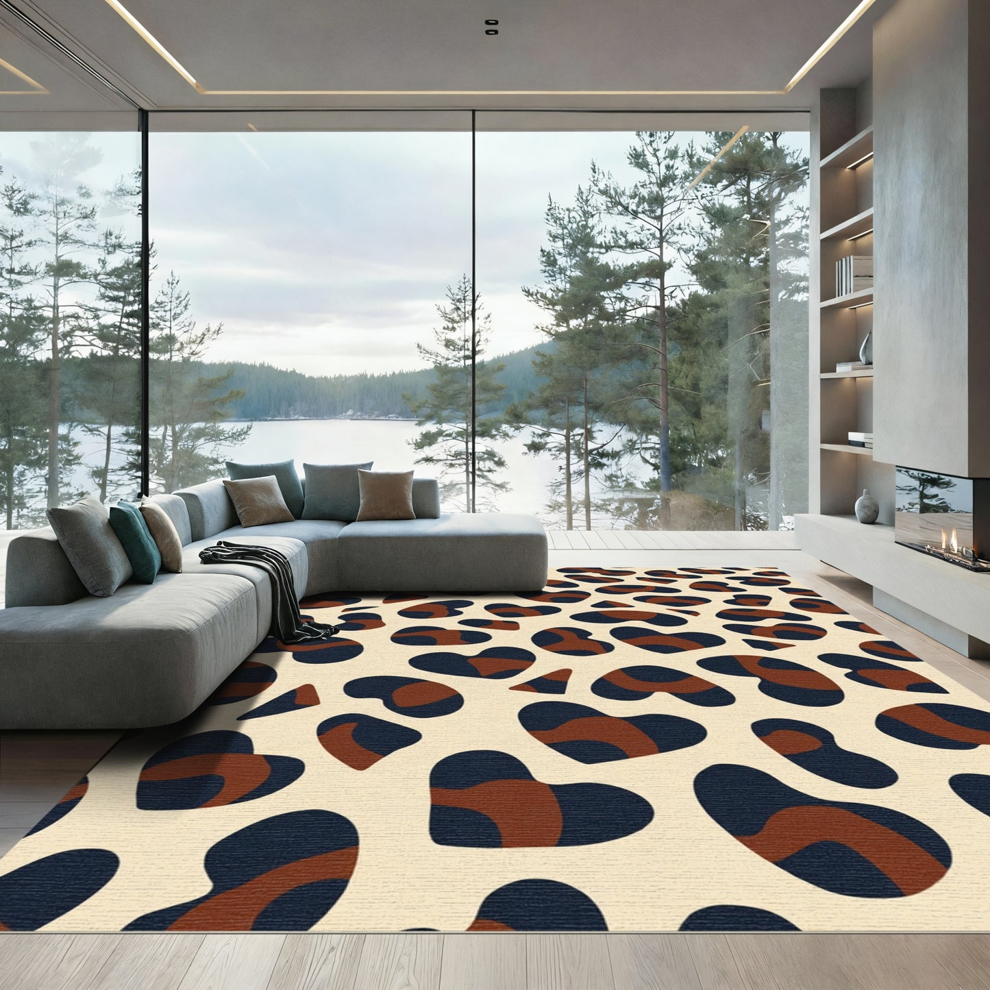 Dark Brown Heart Shaped Spots Rug