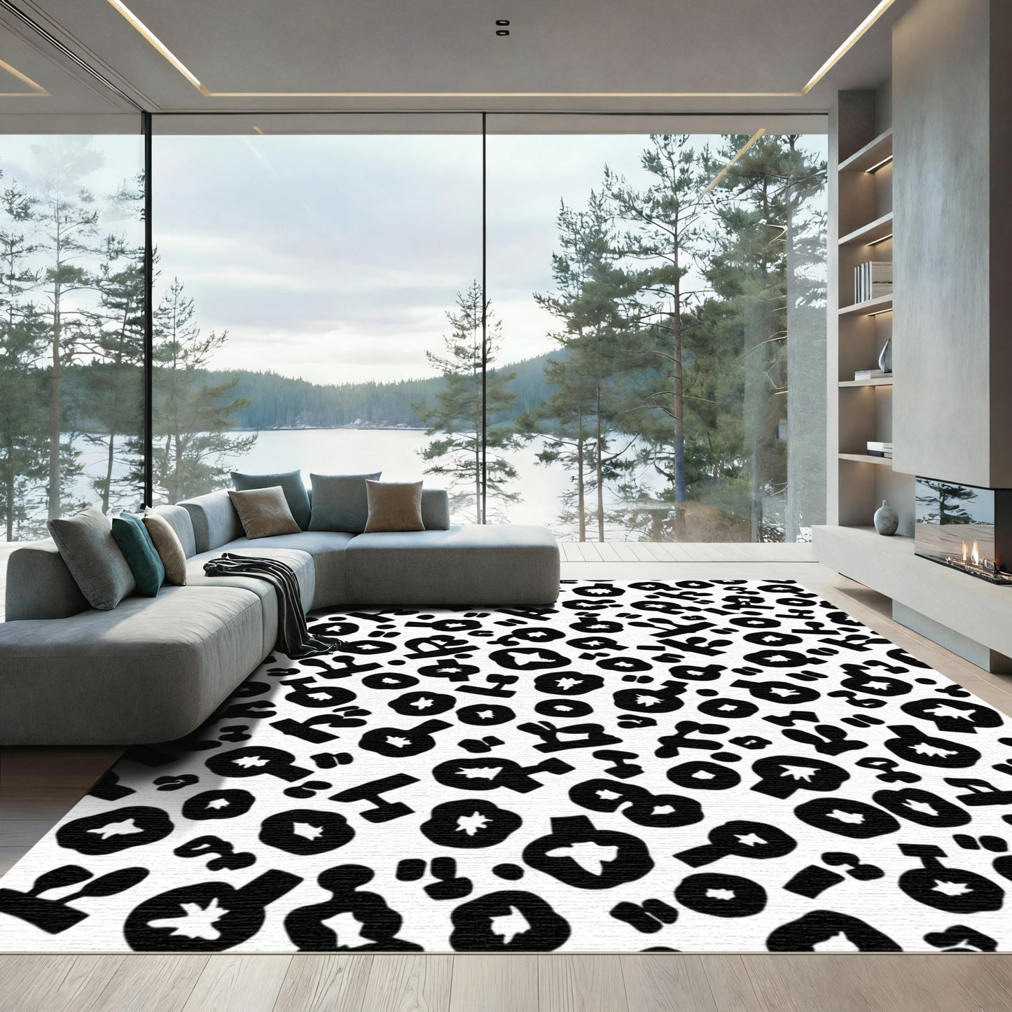 Abstract Black Cheetah Spots Rug