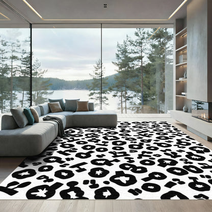 Abstract Black Cheetah Spots Rug