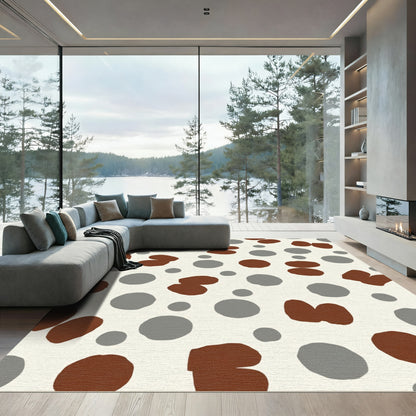 Red Gray Spotted Organic Scatter Rug