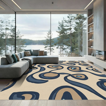 Sandy Tan Organic Swirl Rug