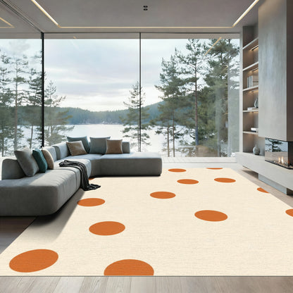 Cream Orange Polka Dot Rug