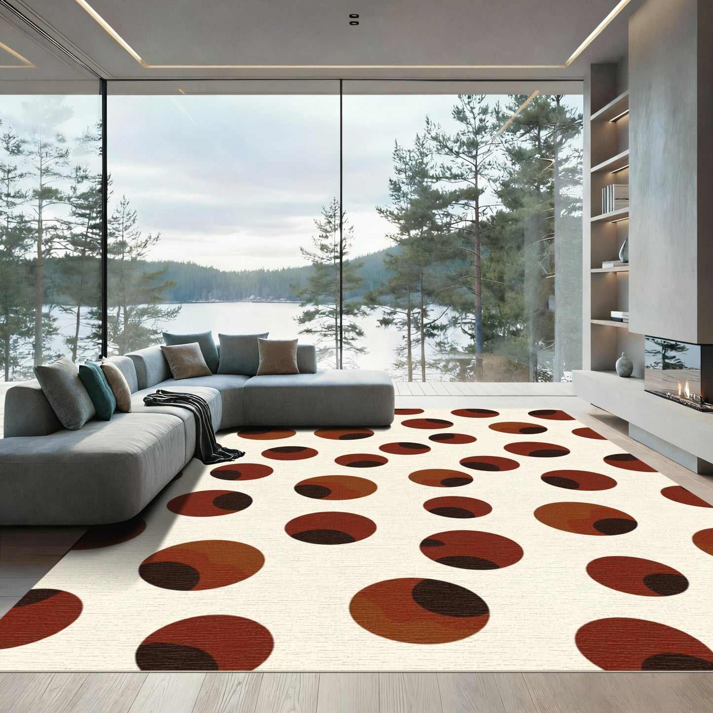 Terracotta Polka Dot Scatter Rug