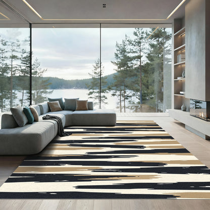 Earthy Brushstroke Horizontal Stripes Rug