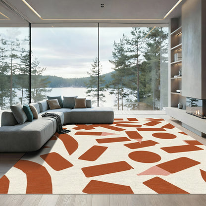 Terracotta Abstract Brushstroke Confetti Rug