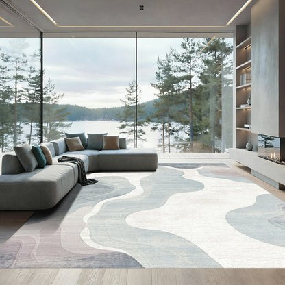 Wavy Blue Gray Fluid Rug