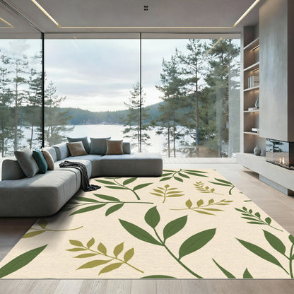 Green Olive Branch Foliage Repeat Rug