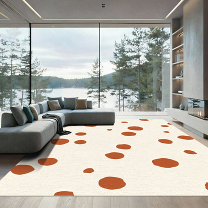 Cream Orange Polka Dot Scatter Rug