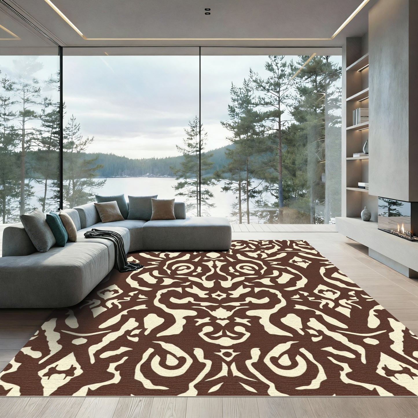 Baroque Cream Brown Symmetry Rug