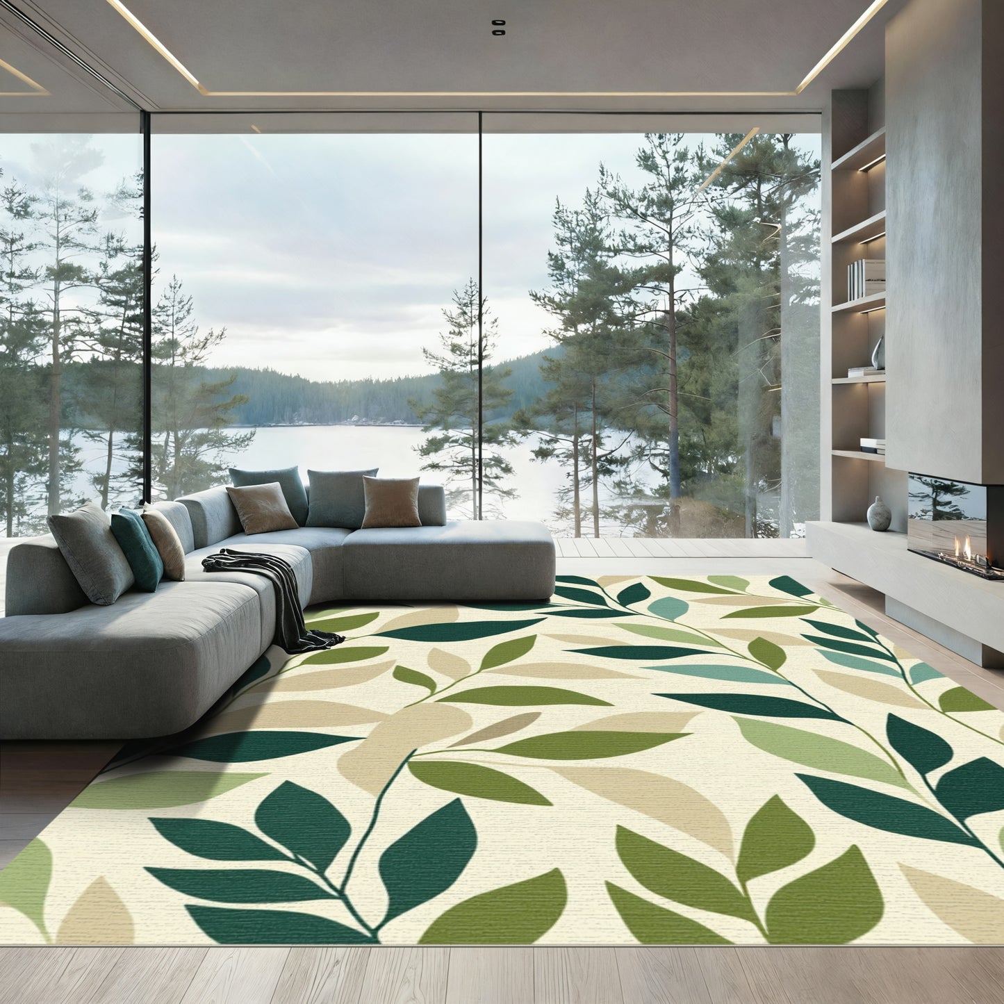 Earthy Autumn Foliage Botanical Arrangement Rug
