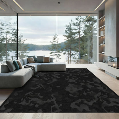 Monochromatic Abstract Camo Flow Rug