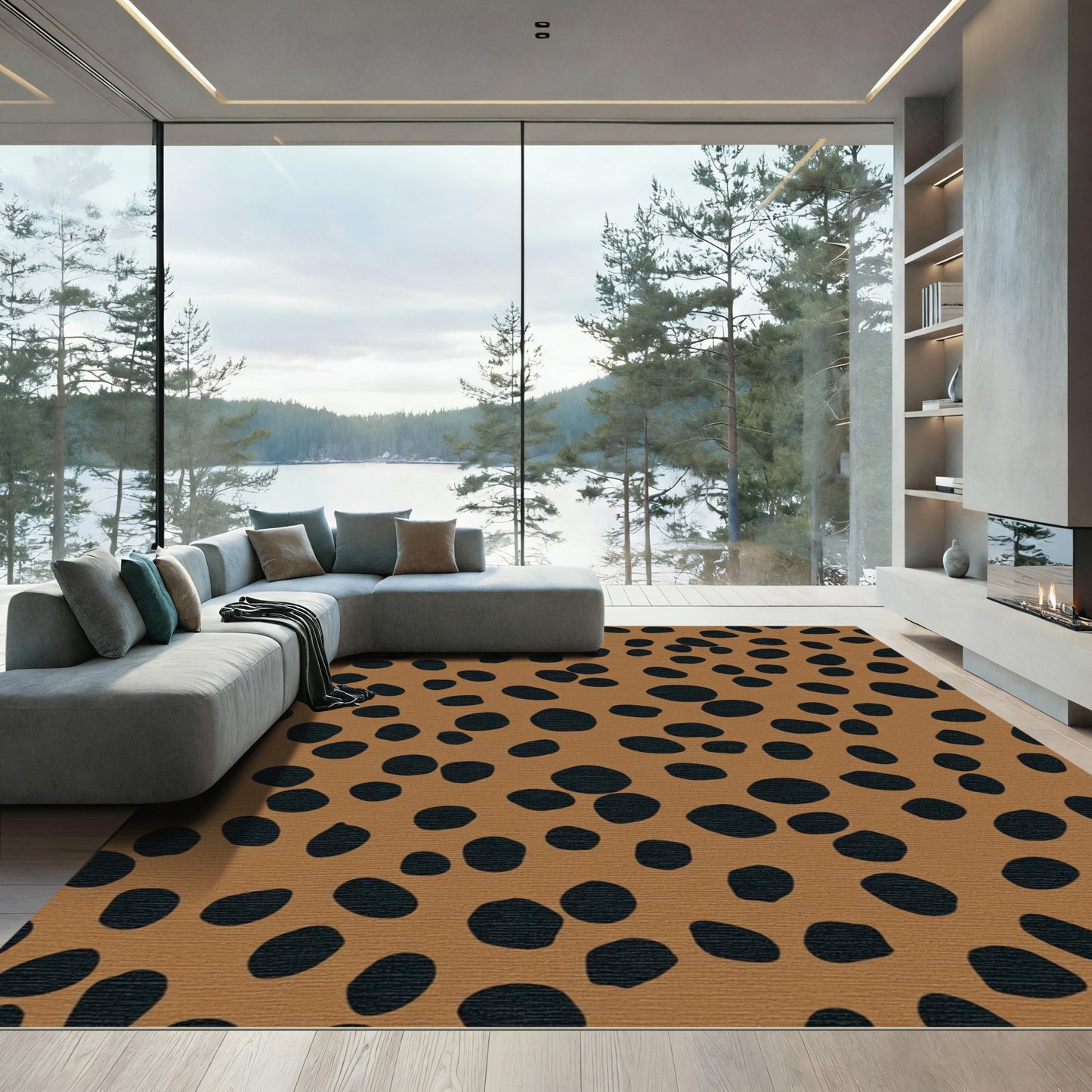 Tan Black Dalmatian Spots Rug