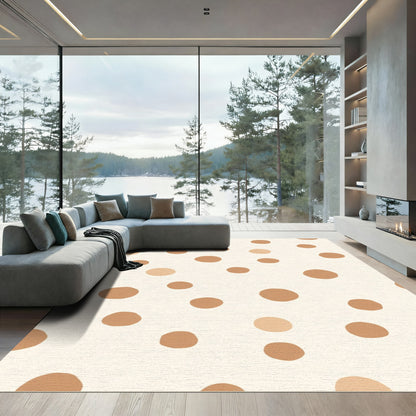 Neutral Tan Polka Dot Scatter Rug