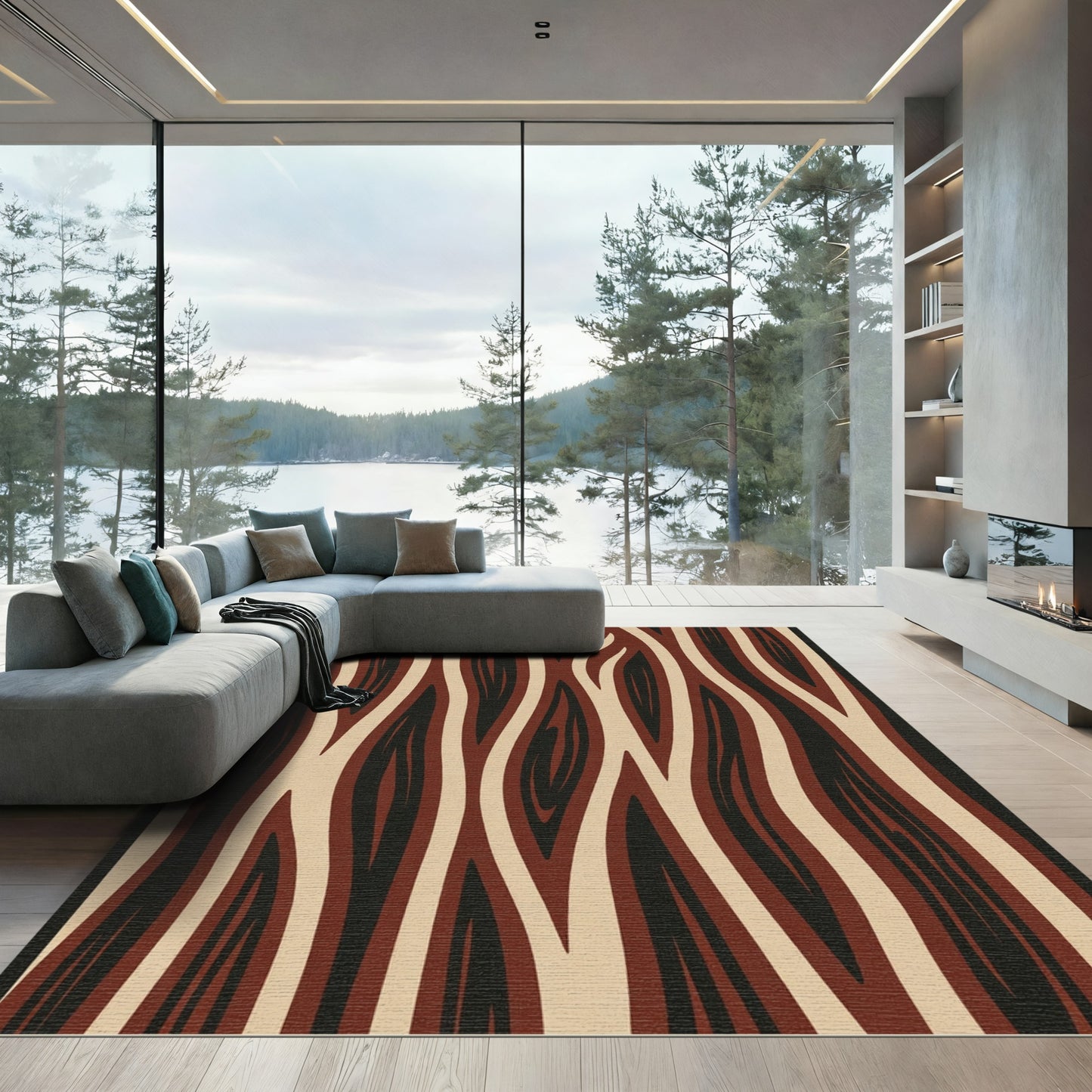 Deep Earthy Tone Vertical Grain Rug