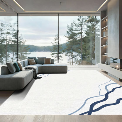 Abstract Navy Blue Organic Flow Rug