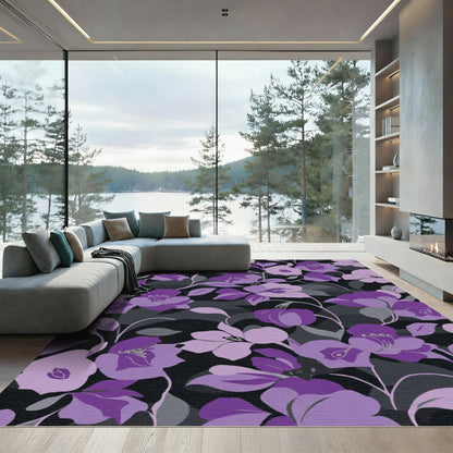 Vibrant Lilac Floral Branches Rug