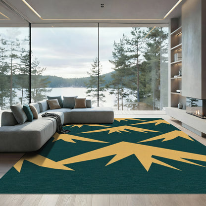 Teal Geometric Mountain Peak Arrangement Rug