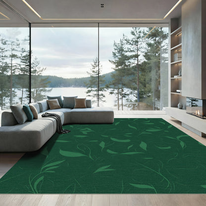 Emerald Green Leafy Vine Swirl Rug