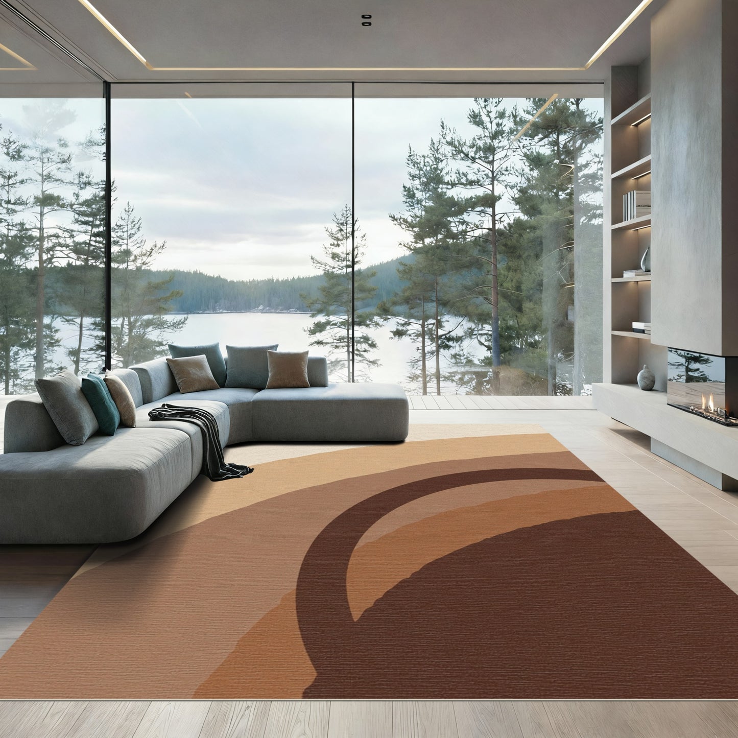 Earthy Arc Rainbow Stripes Rug