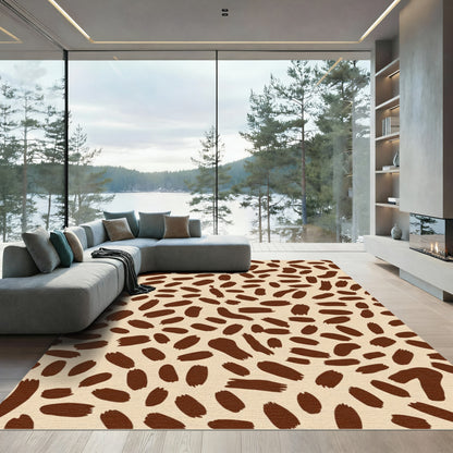 Brown Brush Stroke Leopard Print Rug