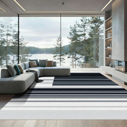 Monochromatic Stripe Abstract Area Rug