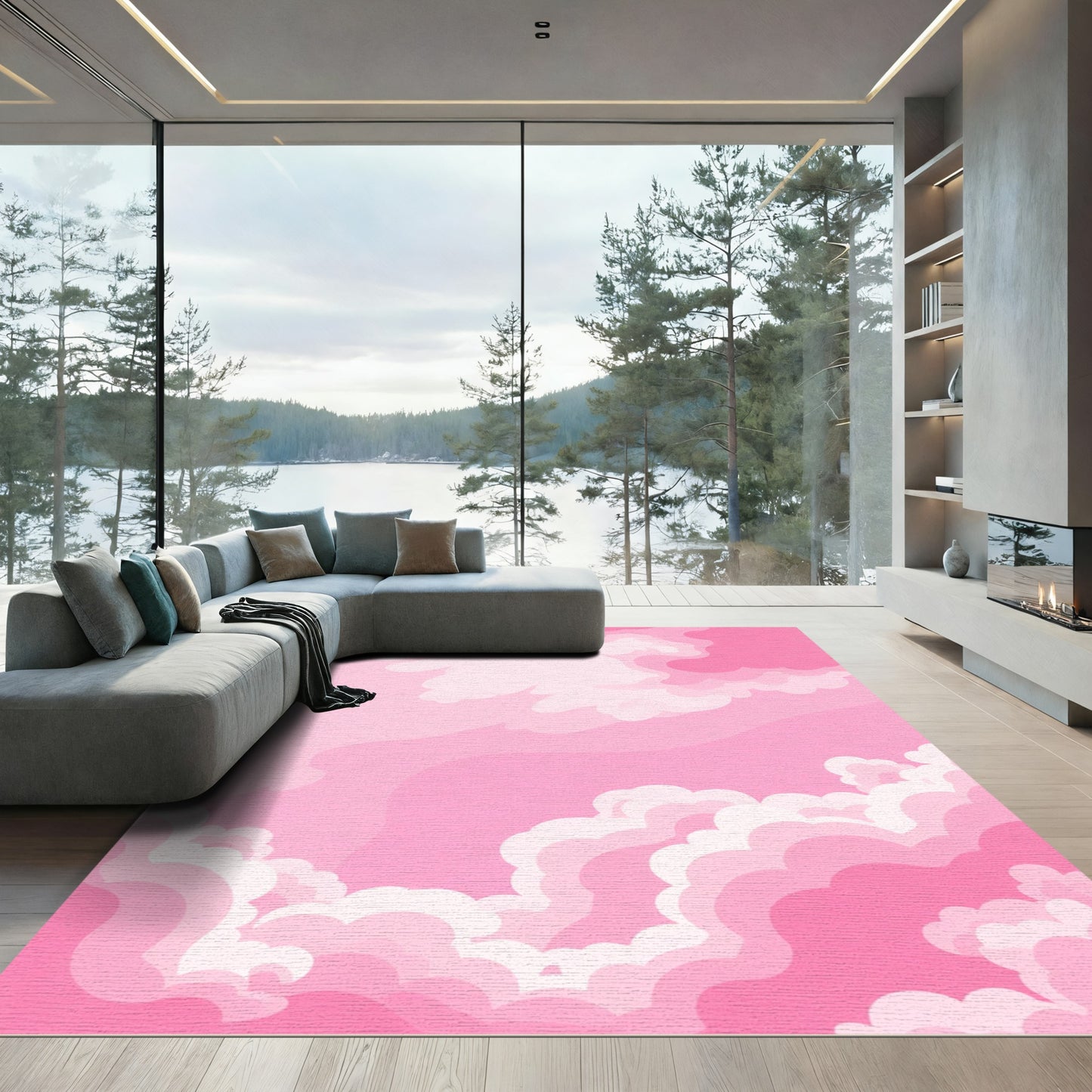 Pink Cloudscape Flow Rug