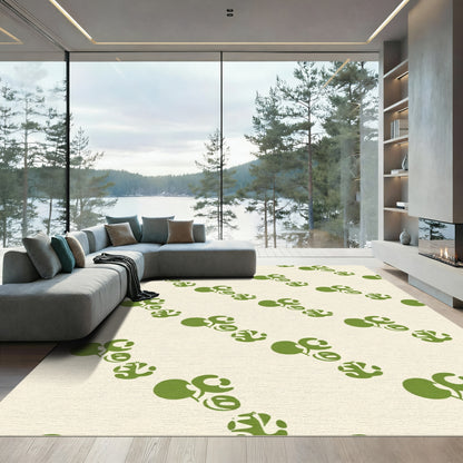 Green Cherry Branch Diagonal repeat Rug