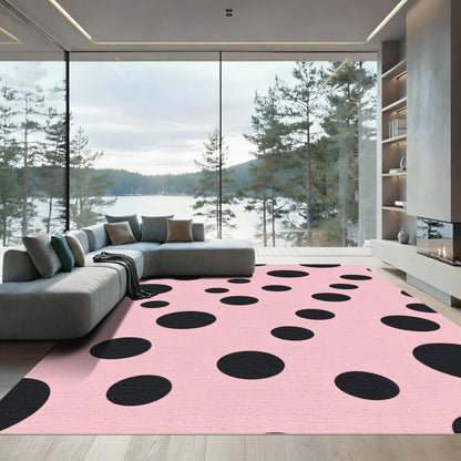 Pink black polka dot scatter Rug