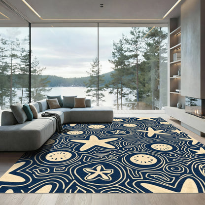 Nautical Starfish And Circles Composition Rug
