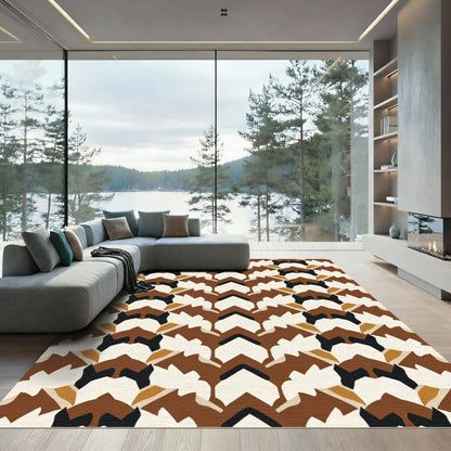 Fawn Brown Abstract Chevron Organic Rug
