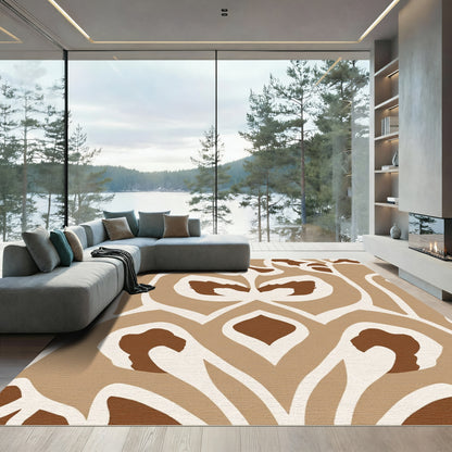 Earthy Brown Organic Cutout Medallion Rug