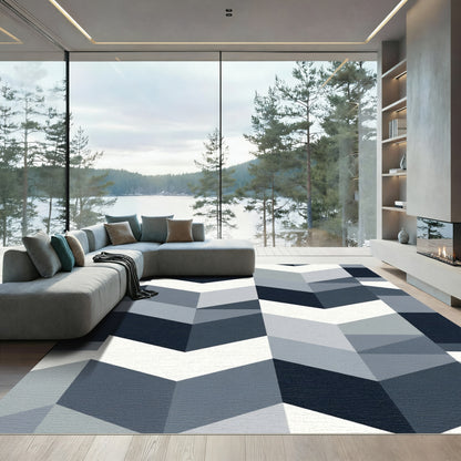 Modern Gray Chevron Geometric Rug