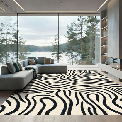 Cream Black Organic Stripe Rug