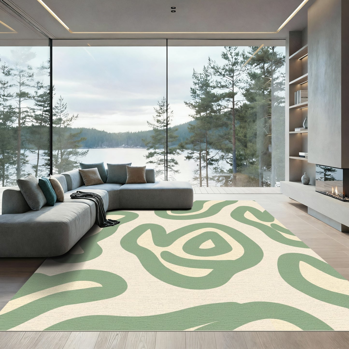 Sage Contemporary Organic Swirl Rug