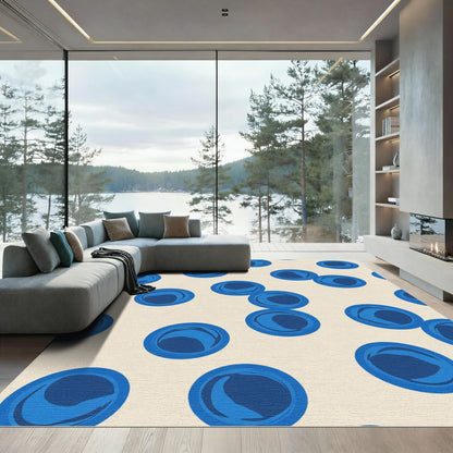 Cobalt Circles Cream Background Rug