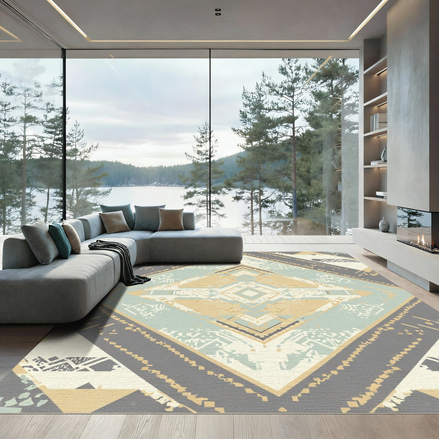 Geometric Boho Diamond Stripe Rug