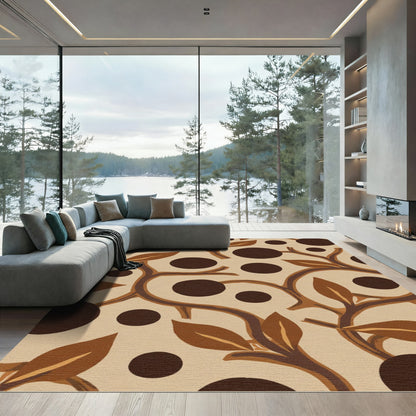 Woodland Brown Circles Leaf Trail Rug