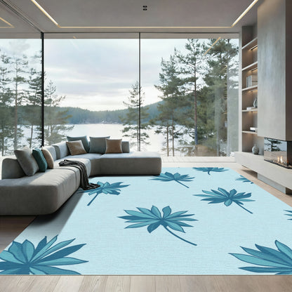 Aqua Palm Frond Repeating Rug