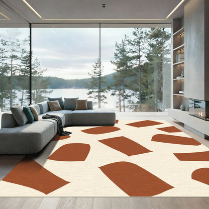Terracotta Abstract Organic Shape Rug