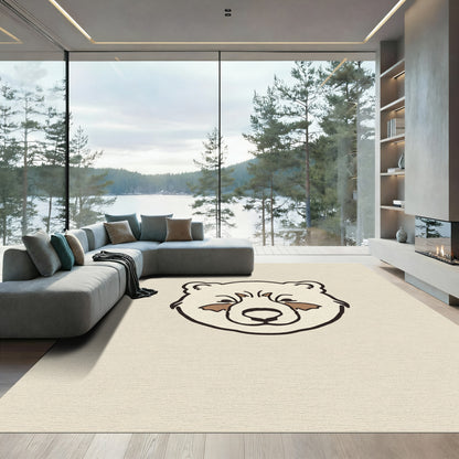Cute Cream Bear Face Outline Rug