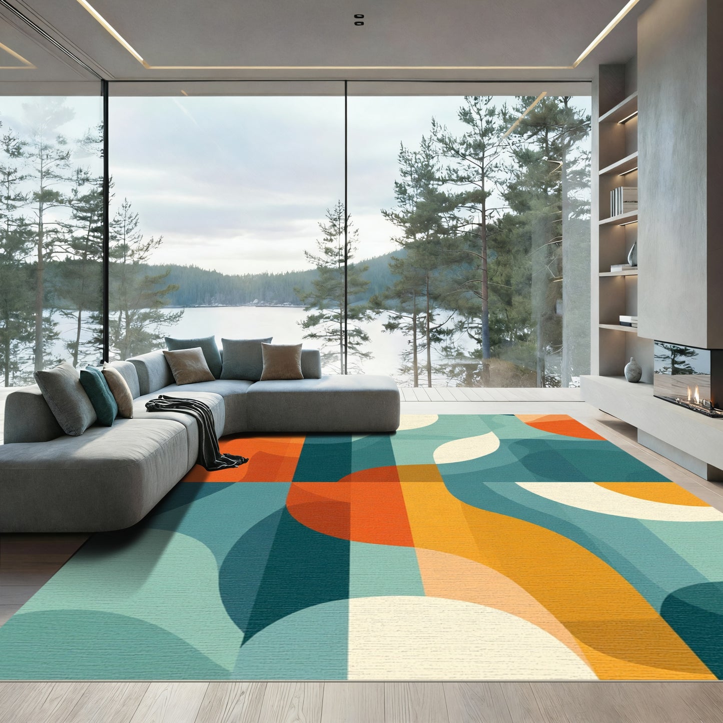 Mid Century Modern Geometric Abstract Rug