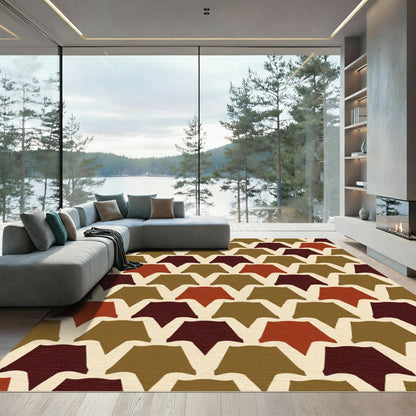 Earthy Red Geometric Tessellation Repeating Rug