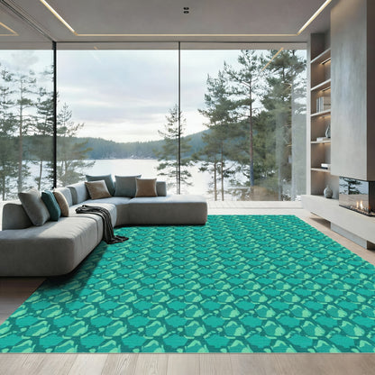 Teal Gemstone Scale Arrangement Rug