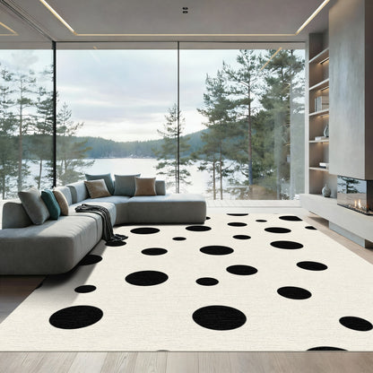 Cream Black Polka Dot Scatter Rug